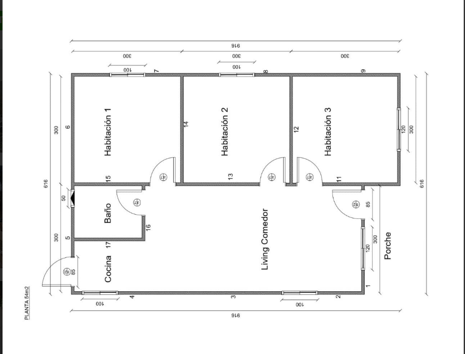 Plano CAD Millantú 54m²